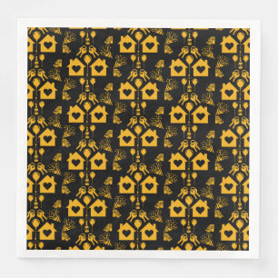 Servilleta De Papel De Cena Nueva Casa Calentando Amarillo Sobre Negro