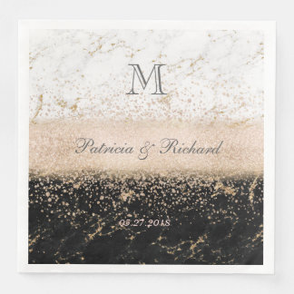 Servilleta De Papel De Cena Obra de arte boda de mármol de confeti de oro Rosa