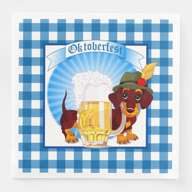 Servilleta De Papel De Cena Oktoberfest Weiner Dog (Anverso)