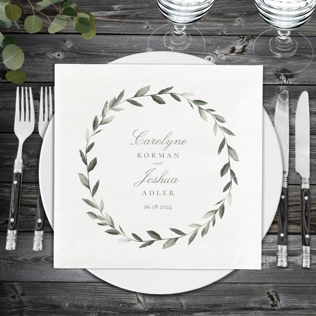 Servilleta De Papel De Cena Olive Wreath Boda Elegant (Subido por el creador)