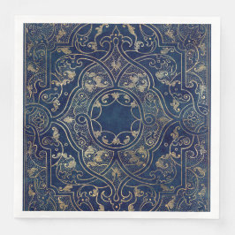 Servilleta De Papel De Cena Oro azul Vintage Ornate Gold