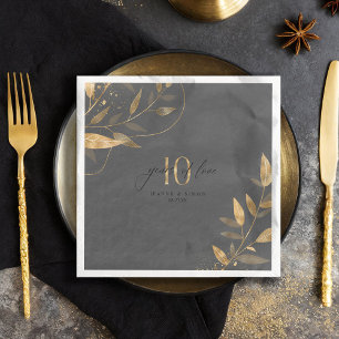 Servilleta De Papel De Cena Oro Hoja 10º Aniversario Años de Amor ID1169