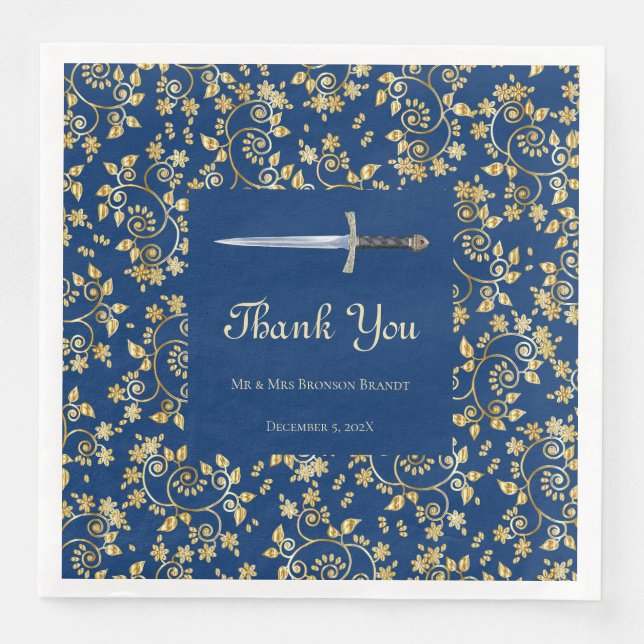 Servilleta De Papel De Cena Oro Medieval (Anverso)