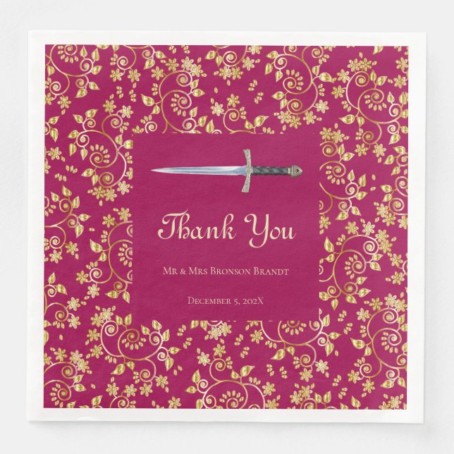 Servilleta De Papel De Cena Oro Medieval (Anverso)