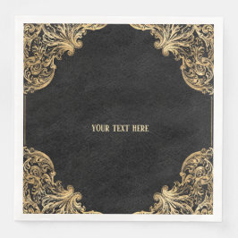 Servilleta De Papel De Cena Oro negro Vintage Ornate Gold