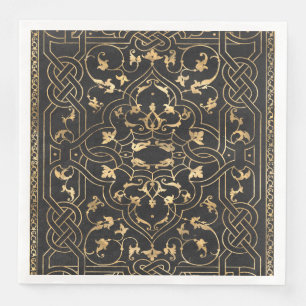 Servilleta De Papel De Cena Oro negro Vintage Ornate Gold