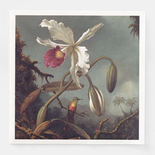 Servilleta De Papel De Cena Orquídea Blanca Brasileña (Anverso)