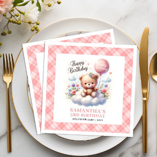 Servilleta De Papel De Cena Oso de peluche mágico globo rubor flor fiesta