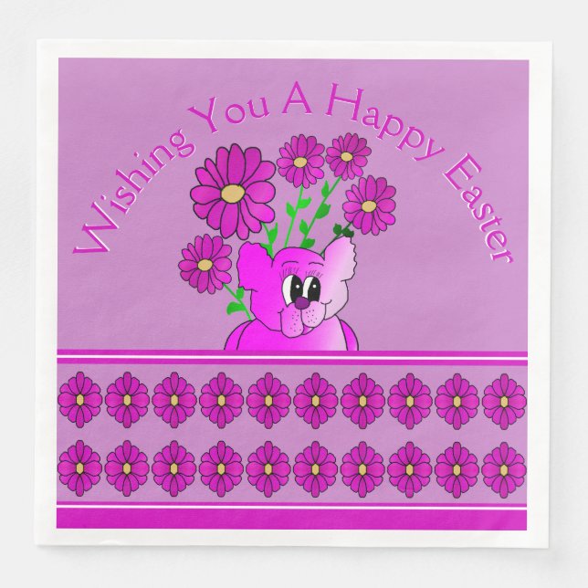 Servilleta De Papel De Cena Oso de Whimsy rosa (Anverso)