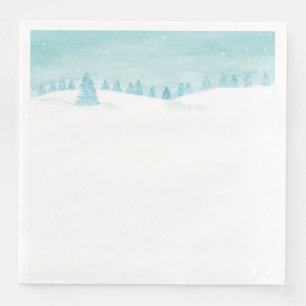 Servilleta De Papel De Cena Paisaje De La Selva De Invierno Con Árboles Spruce