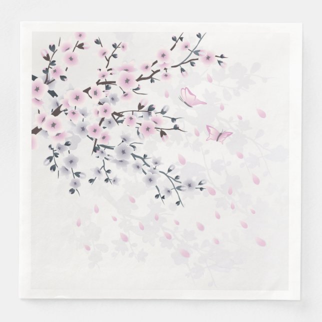 Servilleta De Papel De Cena Paisaje Pastel Cherry Blossom (Anverso)