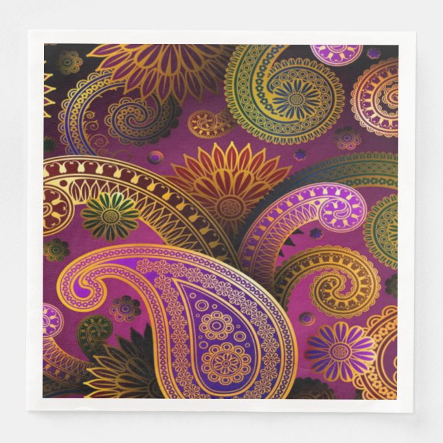 Servilleta De Papel De Cena Paisley Purple (Anverso)