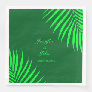Servilleta De Papel De Cena Palm verde deja Boda verde tropical forestal