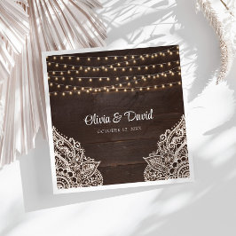 Servilleta De Papel De Cena Pantalones Bodas de madera marrón rústica