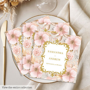 Servilleta De Papel De Cena Pantalones de papel de Boda de oro de Rubor Floral