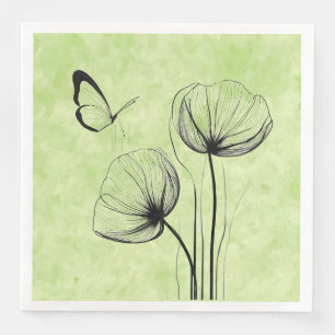 Servilleta De Papel De Cena Papel de mariposa botánica Napkin - Floral Line Ar