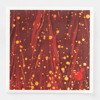 SERVILLETA DE PAPEL DE CENA PAPEL MARBLED ROJO ABSTRACTO CON DIVISIONES DE ORO