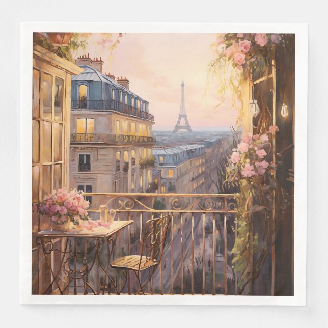 Servilleta De Papel De Cena Papeles de París (Anverso)