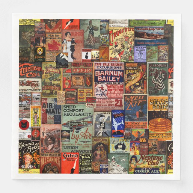 Servilleta De Papel De Cena Papeles de pósters de época o papel de desvanecimi (Anverso)