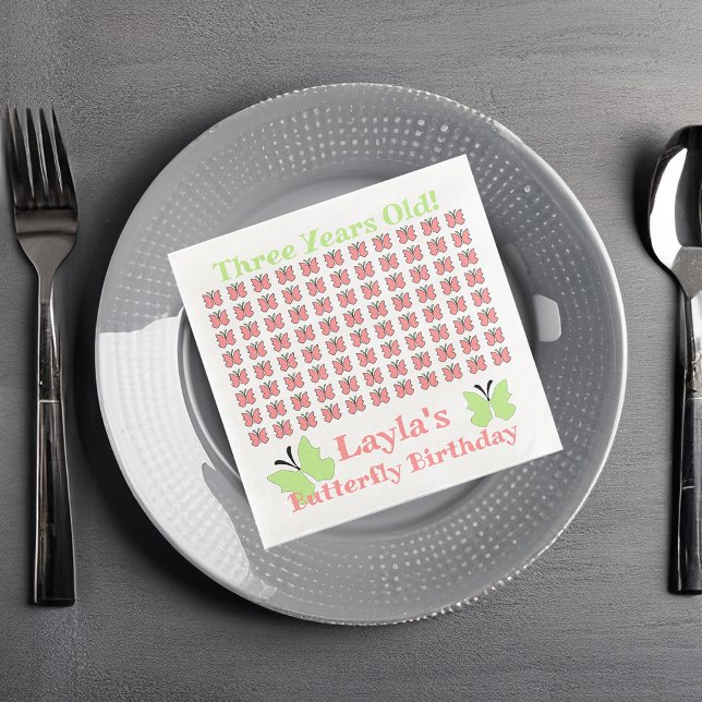 Servilleta De Papel De Cena Partido de Cumpleaños de la Mariposa (Subido por el creador)
