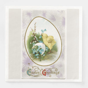 Servilleta De Papel De Cena Pascua de pollo y huevos