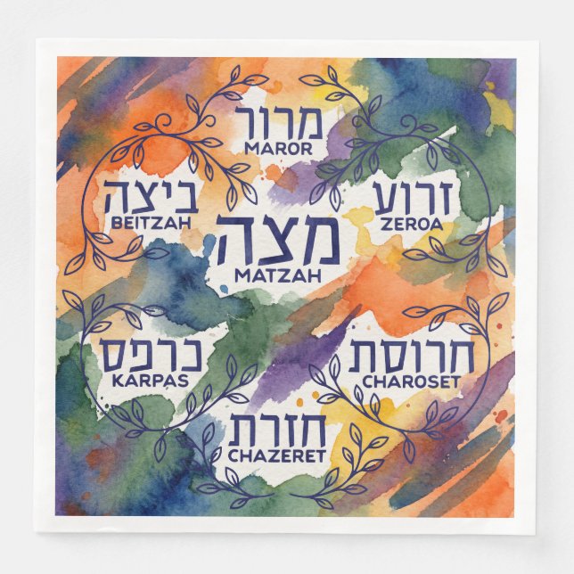 Servilleta De Papel De Cena Passover Seder Plate Pesach Table Decor (Anverso)