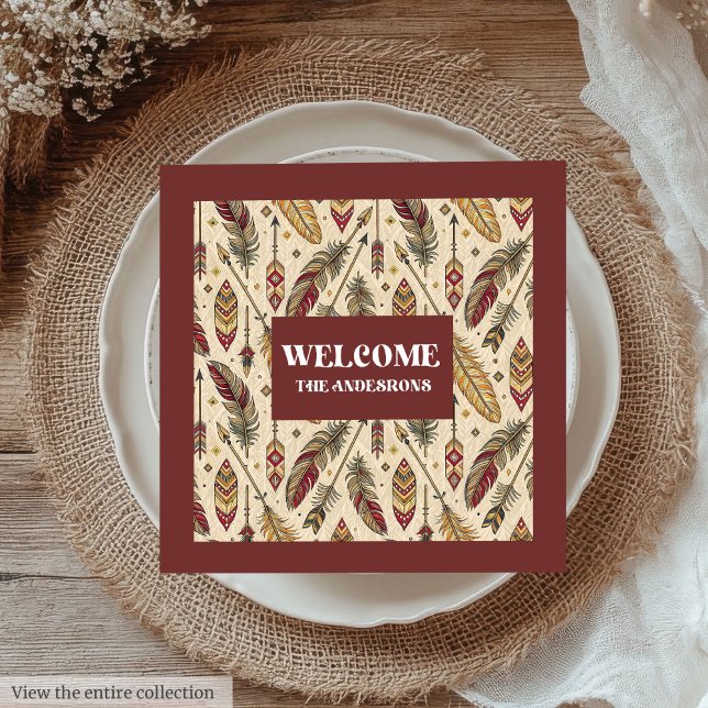 Servilleta De Papel De Cena Pastel Boho Napkins Nombre personalizado tribal cl (Pastel Boho Napkins Classic Tribal Custom Name)