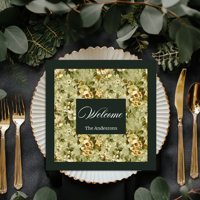 Servilleta De Papel De Cena Pastel Botanical Napkins Elegant Gold Green Set (Pastel Botanical Napkins Elegant Gold Green Set)
