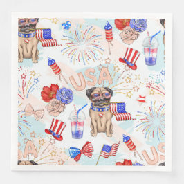 SERVILLETA DE PAPEL DE CENA PATRIOTA BLANCO BLANCO AZUL 4 DE JULIO ELEMENTOS