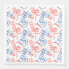 SERVILLETA DE PAPEL DE CENA PATRIÓTICO ROJO BLANCO AZUL CURLY STREAMERS