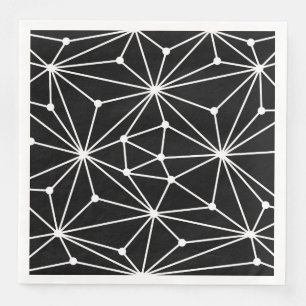 Servilleta De Papel De Cena Patrón abstracto - blanco y negro