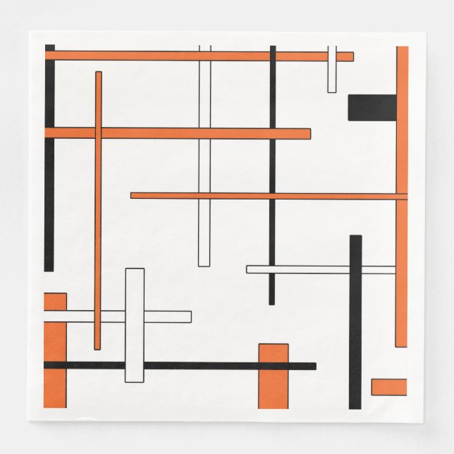 Servilleta De Papel De Cena Patrón abstracto - naranja (Anverso)