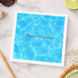 Servilleta De Papel De Cena Patrón de agua Aqua con ondas reflectantes