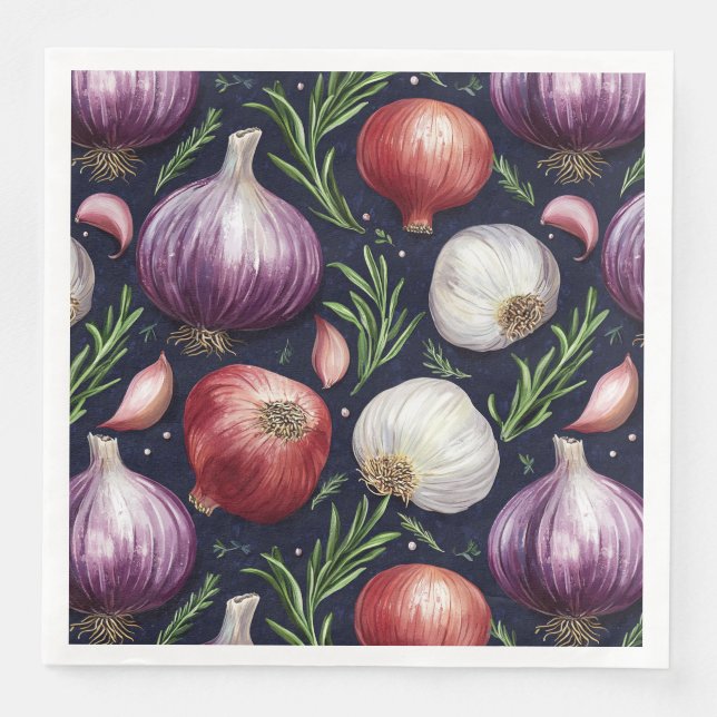 Servilleta De Papel De Cena Patrón de cebollas modernas (Anverso)