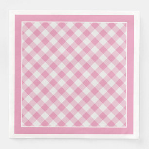 Servilleta De Papel De Cena Patrón De Comprobaciones De Gingham Rosa Para Tod