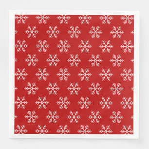 Servilleta De Papel De Cena Patrón de copos de nieve Navidad Roja