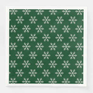 Servilleta De Papel De Cena Patrón de copos de nieve verde Navidad