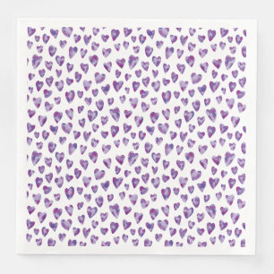 Servilleta De Papel De Cena Patrón de corazón de amor púrpura