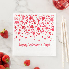Servilleta De Papel De Cena Patrón de corazón de confetti rojo el día de San V