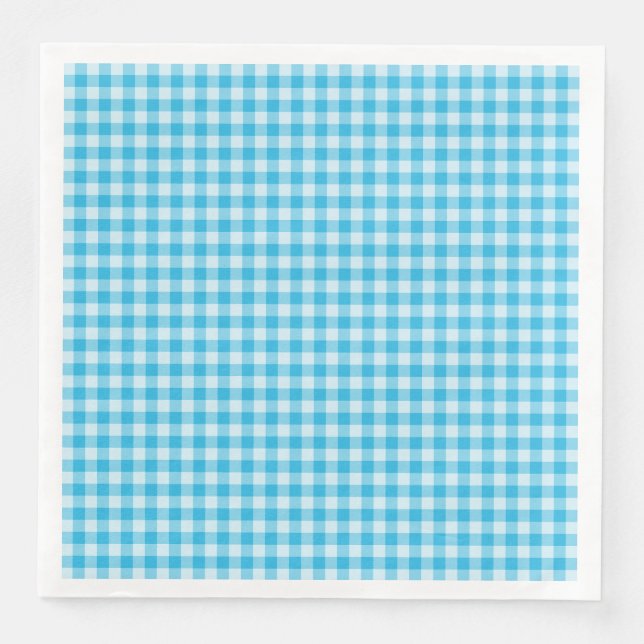 Servilleta De Papel De Cena Patrón de cuadros azules (Anverso)