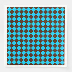 Servilleta De Papel De Cena Patrón de cuadros de diamante azul marrón