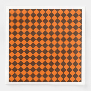 Servilleta De Papel De Cena Patrón de cuadros de diamante naranja marrón