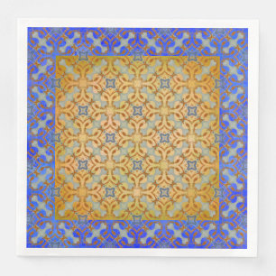 Servilleta De Papel De Cena Patrón de diamante amarillo, Naranja, azul despla