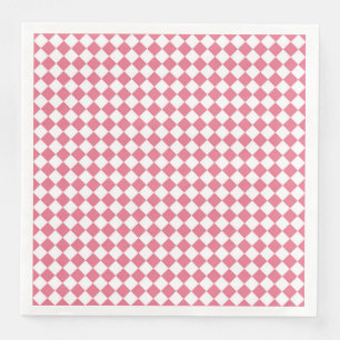Servilleta De Papel De Cena Patrón de diamante de cuadros rosados y blancos