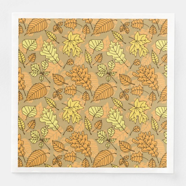 Servilleta De Papel De Cena Patrón de hojas de otoño (Anverso)