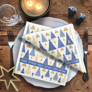 Servilleta De Papel De Cena Patrón de merry de Navidades de oro azul#25 ID1009
