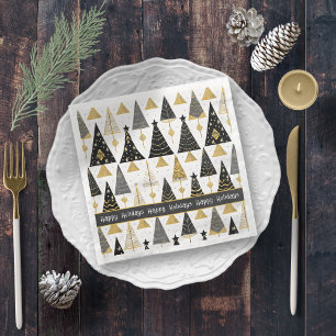 Servilleta De Papel De Cena Patrón de merry de Navidades de oro negro#25 ID100