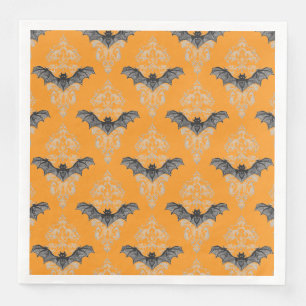 Servilleta De Papel De Cena Patrón de murciélagos amarillo negro gótico