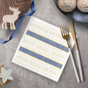 Servilleta De Papel De Cena Patrón de Navidad Blue Gold #35 ID1009