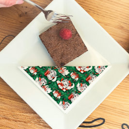 Servilleta De Papel De Cena Patrón de Navidad Vintage Verde de los 50 con gati